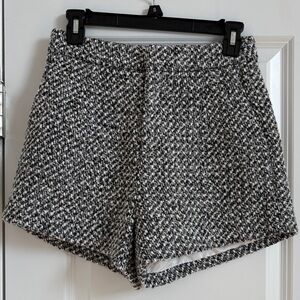 Commense Textured Black & White Tweed Women's Shorts